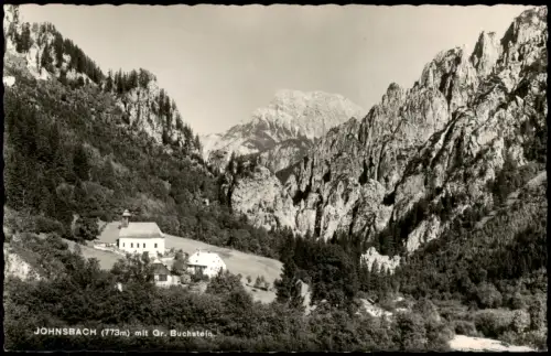 Johnsbach-Admont Berglandschaft mit Kirche und Großem Buchstein 1955