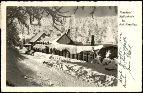 Ansichtskarte Bad Harzburg Harzhotel Molkenhaus im Winter 1955