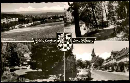 Ansichtskarte Bad Sachsa 4 Bild: Marktstraße, Kurpark 1965