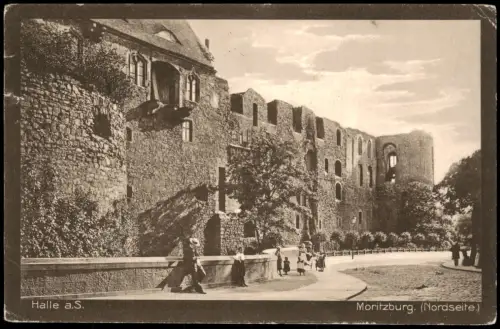 Ansichtskarte Halle (Saale) Moritzburg Straßen Partie Nordseite 1914