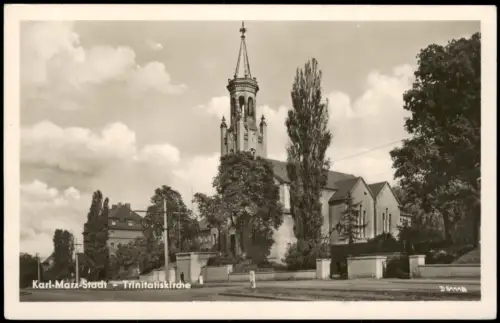 Chemnitz Straßen Partie a.d. Trinitatiskirche zur DDR-Zeit 1955
