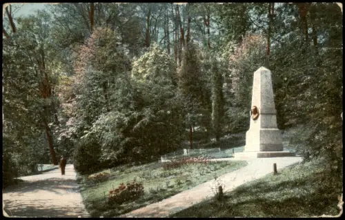 Ansichtskarte Chemnitz Park Partie mit Claus-Denkmal 1913