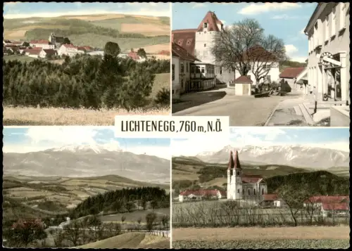 Lichtenegg Niederösterreich Mehrbildkarte Hauptplatz und Landschaftsblick 1970