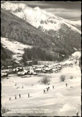 Ansichtskarte Partenen Übungsgelände und Skilift Bofa 1957