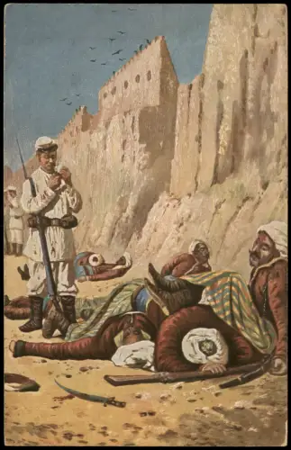 Künstlerkarte Militär russischer Kriegsmaler Vérechtchaghine Besiegten 1910