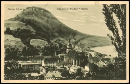 Königstein (Sächsische Schweiz) Panorama  Schweiz Stadt u. Festung 1925