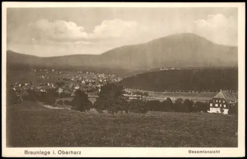 Ansichtskarte Braunlage Gesamtansicht mit Wurmberg 1930