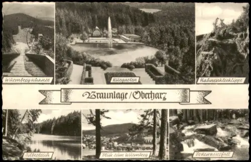 Braunlage Mehrbildkarte mit Kurgarten, Wurmbergschanze, Silberteich,    1961