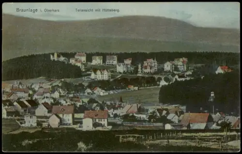 Ansichtskarte Braunlage Teilansicht mit Hütteberg 1910
