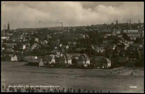 Ansichtskarte Neugersdorf Blick von der Felsenmühle auf die Stadt 1933