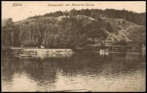 Ansichtskarte Halle (Saale) Saalepartie mit Peißnitz-Spitze 1915