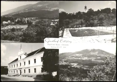 Ansichtskarte Puch bei Weiz Gasthof Eitljörg mit Freibad 1966