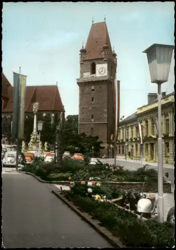 Perchtoldsdorf Wehrturm und Pfarrkirche St. Augustin am Marktplatz 1965