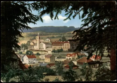 Ansichtskarte Bad Schallerbach Ortsansicht mit Lourdes-Jubiläumskirche 1962