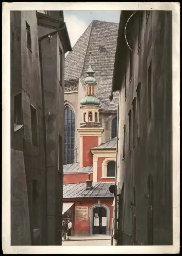 Ansichtskarte Hall in Tirol Solbad Hall Gasse mit Blick auf eine Kirche 1940