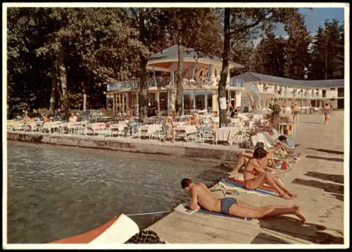 Pörtschach am Wörther See Strandbad mit Terrassencafé und Badegästen 1960