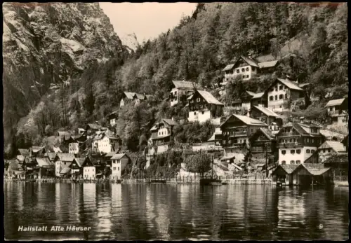 Ansichtskarte Hallstatt Alte Häuser am Seeufer 1950
