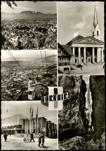 Dornbirn Mehrbildkarte  Karrenseilbahn, Stadtpfarrkirche, Messe 1962