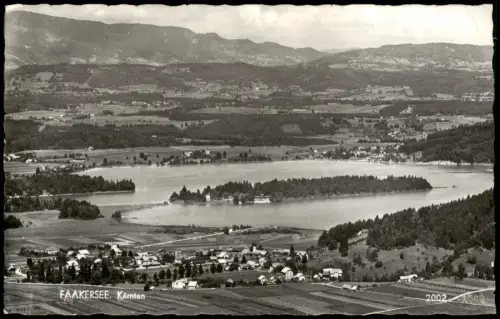 Ansichtskarte Villach Blick auf den Faaker See mit Insel 1950