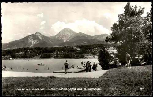 Faak am See Faakersee - Blick vom Inselstrandbad gegen den Mittagskogel 1935
