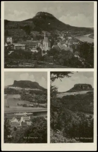 Königstein (Sächsische Schweiz) Mehrbild-AK  Lilienstein, Pfaffenstein 1920