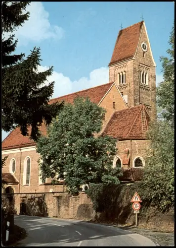 Ansichtskarte Buchloe Straßen Partie an der Pfarrkirche 1984