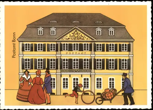 Ansichtskarte Bonn Künstlerkarte Postamt - Wohlfahrtsmarken Serie 1985