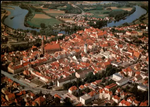 Ansichtskarte Straubing Luftbild 1989   mit Sonderstempel Landesgartenschau
