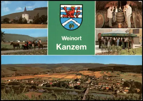 Kanzem Mehrbildkarte Weinort u.a. Kutschfahrt, Weinkeller,  1989