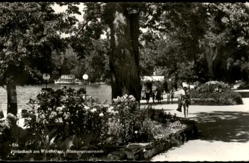 Ansichtskarte Pörtschach am Wörther See Blumenpromenade am Seeufer 1958