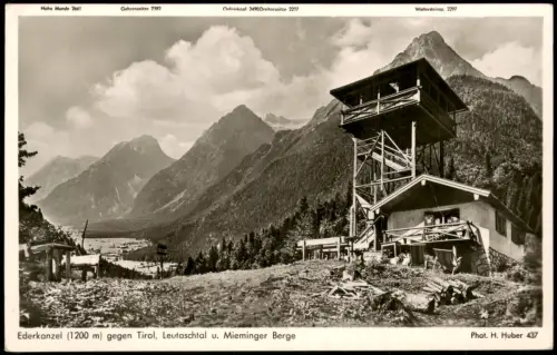 Mittenwald Ederkanzel mit Blick gegen Tirol, Leutaschtal Mieminger Berge 1950