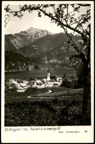 Sankt Gilgen St. Gilgen Ortsansicht mit Kirche, See und Bergen 1960