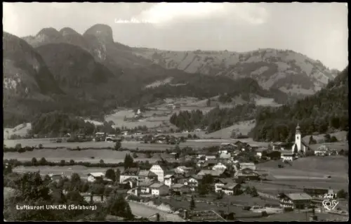 Ansichtskarte Lofer Gesamtansicht mit Bergen im Hintergrund 1955