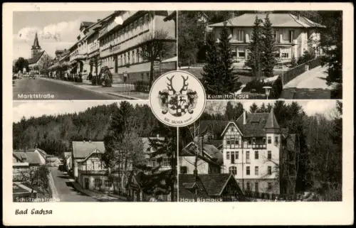 Bad Sachsa  Marktstraße, Kurmittelhaus, Schützenstraße und Haus Bismarck 1983