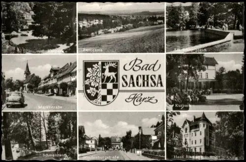 Bad Sachsa Mehrbildkarte mit Stadtansichten, Kurpark und See 1960