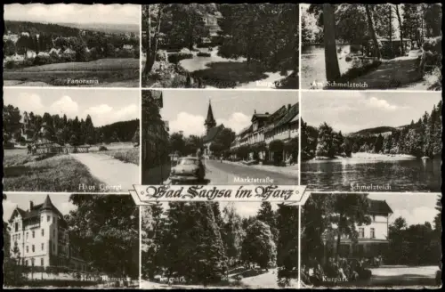 Bad Sachsa Mehrbildkarte Kurpark, Schmelzteich, Marktstraße  Haus Bismarck 1960