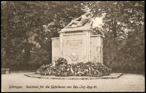 Göttingen Denkmal für die Gefallenen des Reserve-Infanterie-Regiments 91 1925