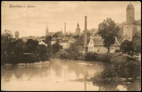 Ansichtskarte Bautzen Budyšin Panorama-Ansicht Blick von Süden 1910