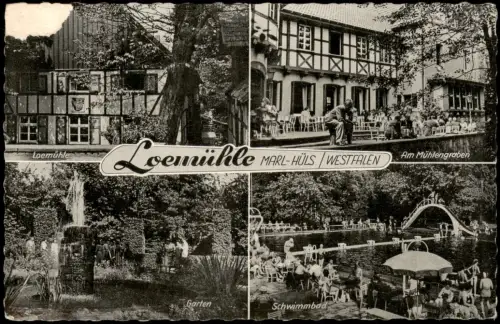 Marl (Westfalen) MB Loemühle bei MARL-HÜLS WESTFALEN, Schwimmbad uvm. 1961