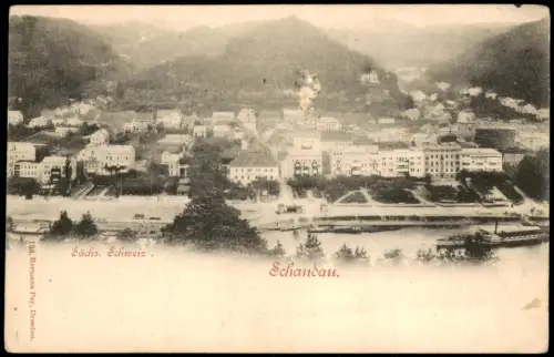 Ansichtskarte Bad Schandau Panorama-Ansicht Partie an der Elbe 1900