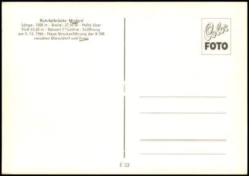 Ansichtskarte Mintard-Mülheim an der Ruhr Ruhrtalbrücke 1971