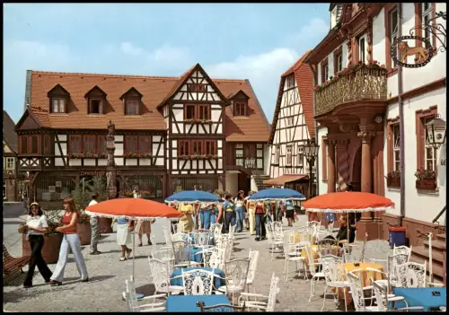 Ansichtskarte Michelstadt Marktplatz, Brunnen Restaurant 1978