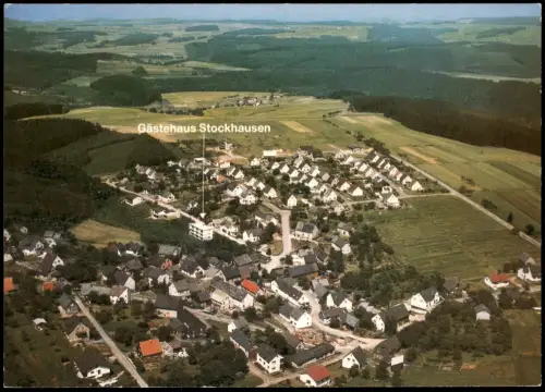 Ansichtskarte Müschenbach Luftaufnahme mit HOTEL PENSIONSTOCKHAUSEN 1987