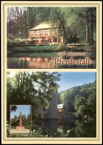 Ansichtskarte Mespelbrunn Café Restaurant Pferdestall (Im Schloßhof) 1990