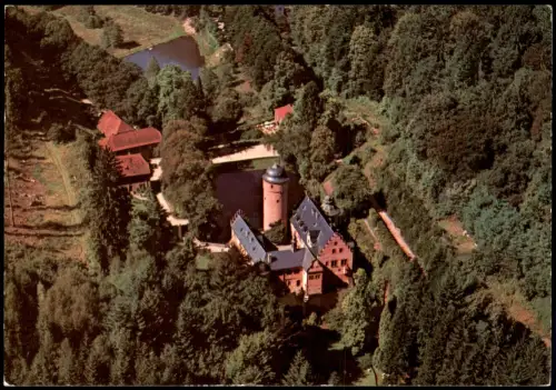 Mespelbrunn MÄRCHENSCHLOSS im Spessart Wasserschloss Luftaufnahme 1975