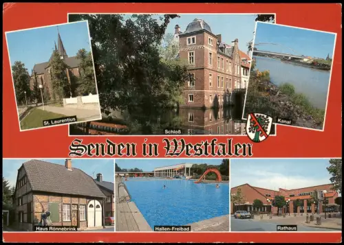 Senden Westfalen Mehrbild-AK  Hallen-Freibad Schloß St. Laurentius Rathaus 1985
