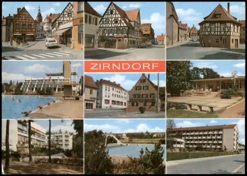 Zirndorf Mehrbildkarte mit 6 Ortsansichten u.a. Freibad Schwimmbad 1980