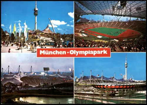 Milbertshofen-München Olympiapark Mehrbild-AK u.a. Stadion Olympiade 1972