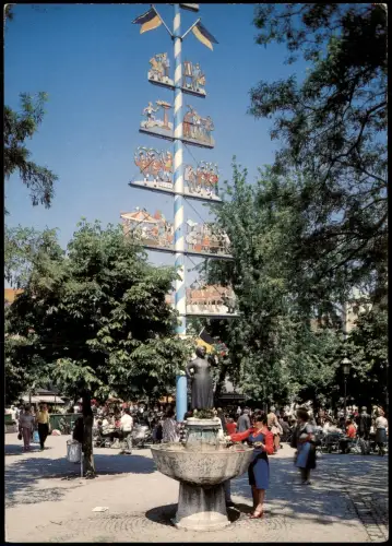 Ansichtskarte München Viktualienmarkt belebter Marktplatz 1970