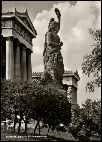 Ansichtskarte Ludwigsvorstadt-München Bavaria mit Ruhmeshalle 1955   Stempel